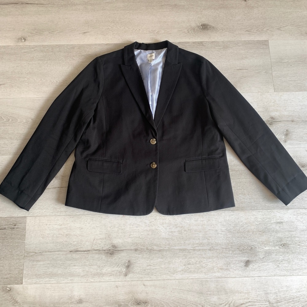 J.Crew Factory Women's Sz 16 Black Two-Button Blazer school buisness career